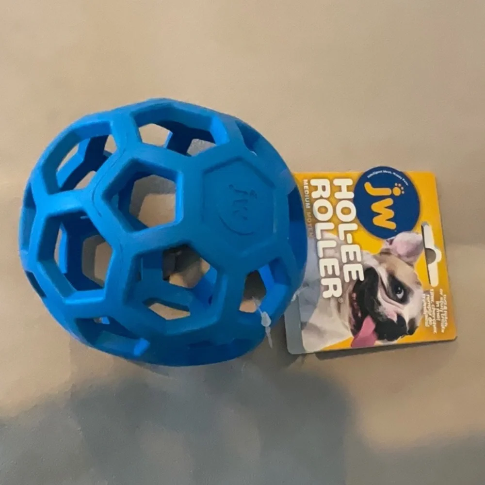 JW Hol-ee Roller Dog Fetch Treat Dispenser Puzzle Ball; Medium 4.5 Inch …